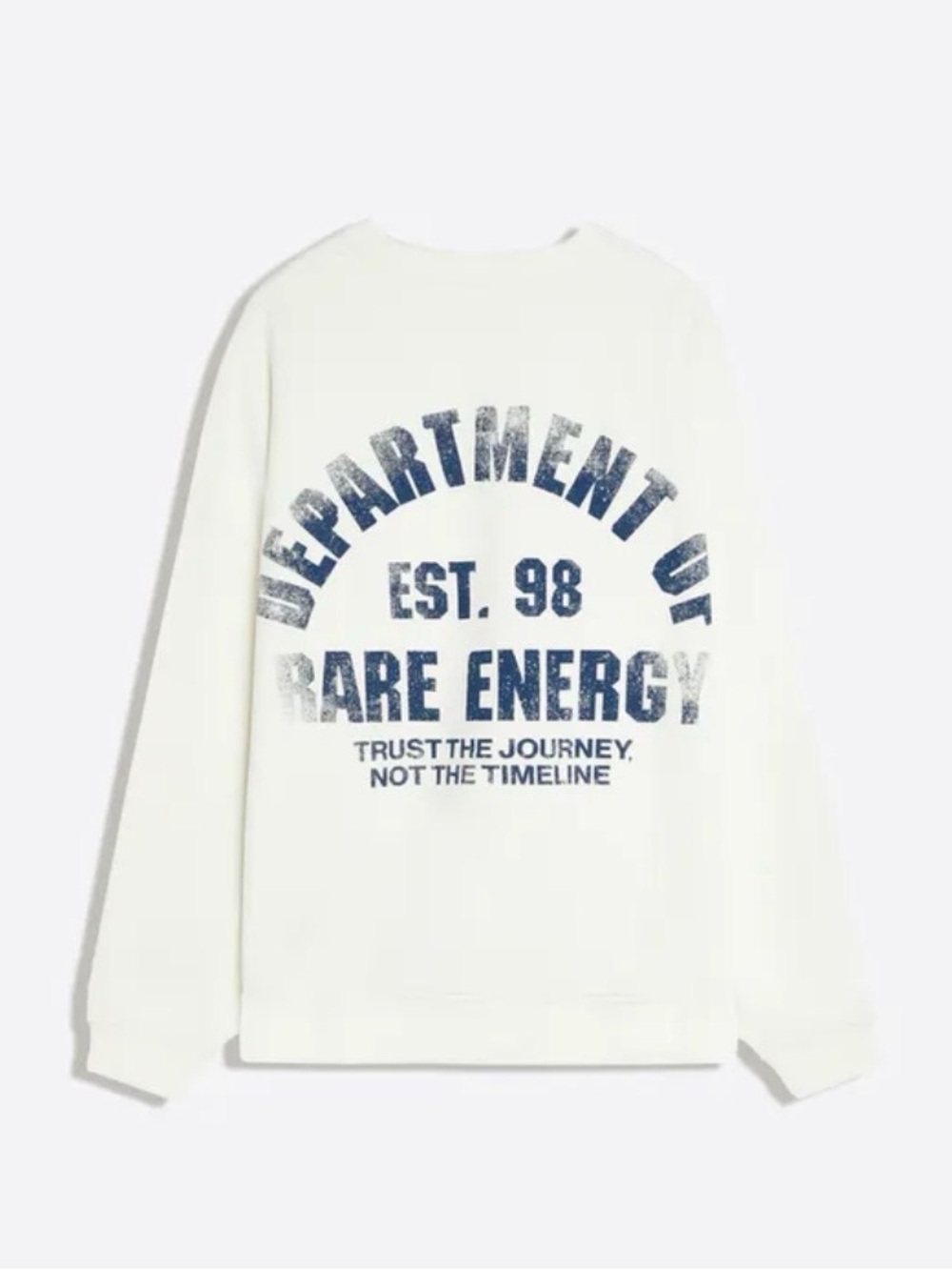 Bershka White Graphic Crewneck Sweater - Rare Energy’s Print